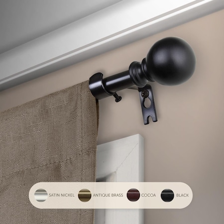 Central Design 0.625 in. Jayden Curtain Rod with 28 to 48 in. Extension, Black 5710-282